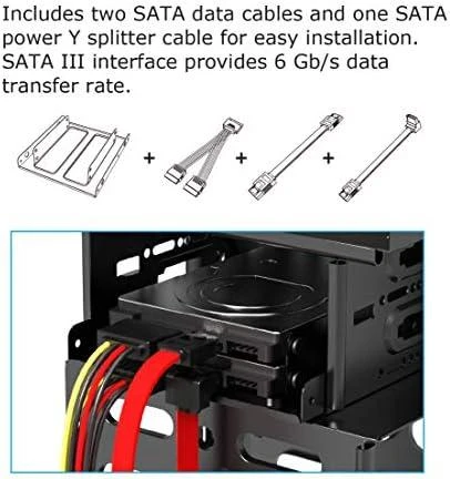 Akasa Dual 2.5 Inch SSD & HDD Adapteris for 3.5 Inch with SATA Cable