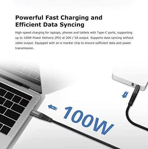 Akasa USB Type-C į USB Type-C 100W PD įkrovimo laidas – juodas