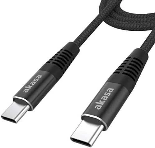 Akasa USB Type-C į USB Type-C 100W PD įkrovimo laidas – juodas