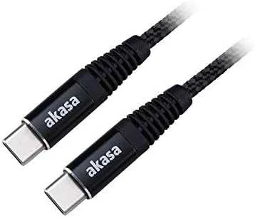 Akasa USB Type-C į USB Type-C 100W PD įkrovimo laidas – juodas