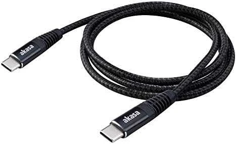 Akasa USB Type-C į USB Type-C 100W PD įkrovimo laidas – juodas