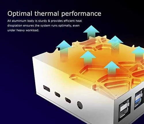 Akasa Aliuminio obudowa do Raspberry Pi 4B su Thermal–Kit – sidabrinė