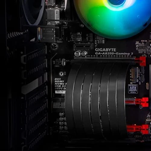 Akasa Riser Juodas X2 Mark IV, Premium PCIe 4.0 x16 stovo kabelis, 20 cm - juodas