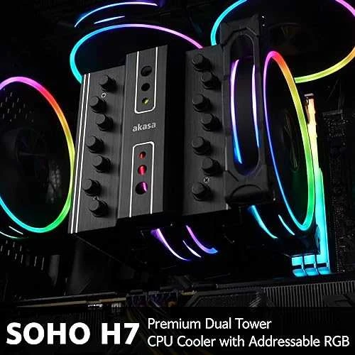 Galimas Akasa Soho H7 Dual Tower Cooler CPU, ARGB – 120 mm