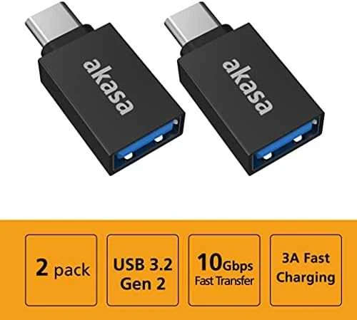 „Akasa“ USB A–C tipo adapteris – 2 vnt.