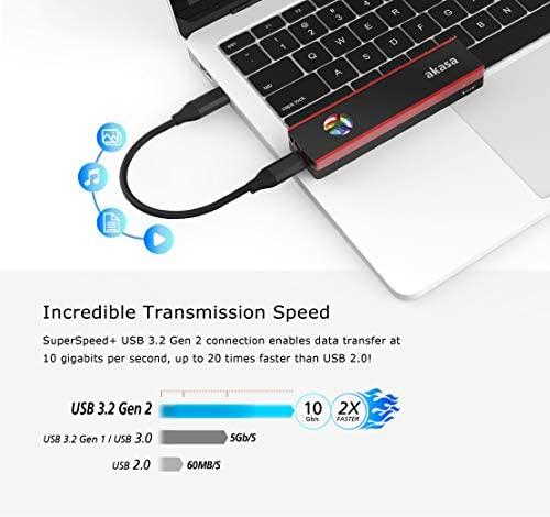 Akasa Vegas SSD Mate, M.2 SATA / NVMe SSD į USB3.2 Gen2