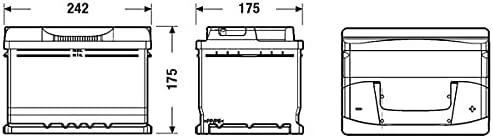 Exide EB602 akumuliatoriaus matmenų schema