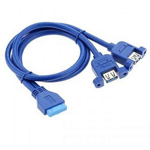 Adapteris su kabeliu Akyga AK-CA-62 2x USB A 3.0 A (f) / USB 19 pin (f) 65cm