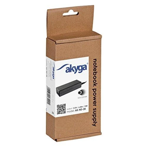 Akyga nešiojamojo kompiuterio maitinimo adapteris 72 W, 2,5 mm, 6 A, 12 V (AK-ND-28)