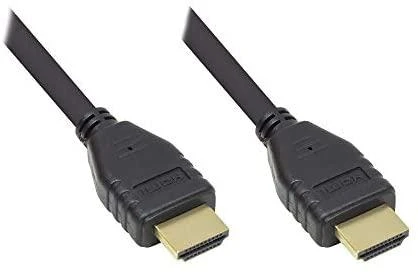 Juodas HDMI laidas su aukso spalvos jungtimis