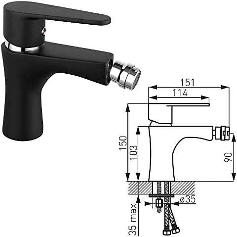 Bateria bidetowa Ferro BAT. ALGEO BIDET JUODA // BF.BAG6BL