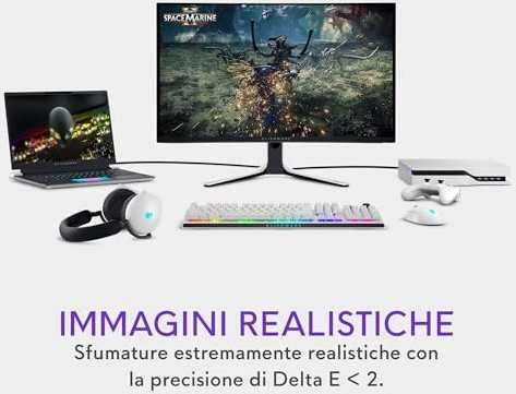 Dell | Išlenktas žaidimų monitorius | AW3225QF | 31,6 colio | OLED | 4K UHD | 16:9 | 240 Hz | 0,03 ms | 3840 x 2160 pikselių | 1000 cd/m² | Maitinimo jungtis, apsaugos užrakto lizdas, valdymo svirtis, USB-A, USB-B, USB-C, HDMI, „DispalyPort“ | HDMI prievadų kiekis: 2 | Balta / juoda | Garantija 36 mėn.