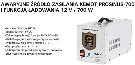 Nepertraukiamo maitinimo šaltinis 700W 12V/230Vac KEMOT PROsinus-700
