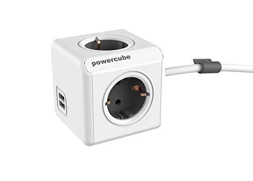 Galia - Allocacoc PowerCube Extended USB 4 lizdai 2 USB 3m Pilka