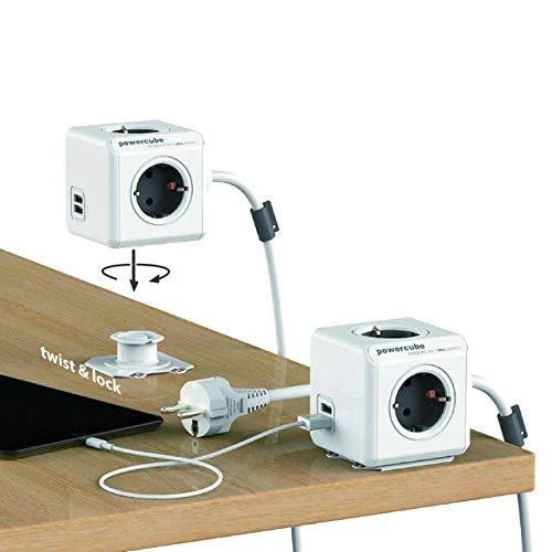 Galia - Allocacoc PowerCube Extended USB 4 lizdai 2 USB 3m Pilka