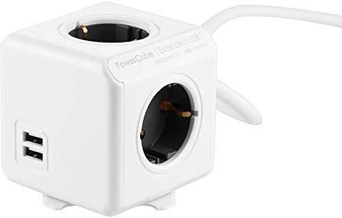 Galia - Allocacoc PowerCube Extended USB 4 lizdai 2 USB 3m Pilka