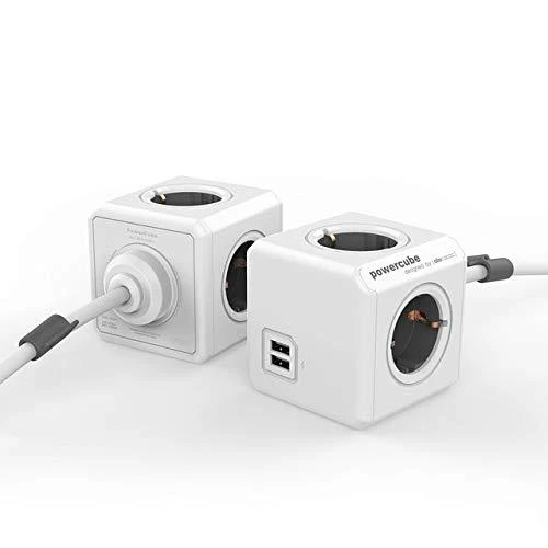 Galia - Allocacoc PowerCube Extended USB 4 lizdai 2 USB 3m Pilka