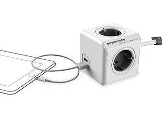 Galia - Allocacoc PowerCube Extended USB 4 lizdai 2 USB 3m Pilka
