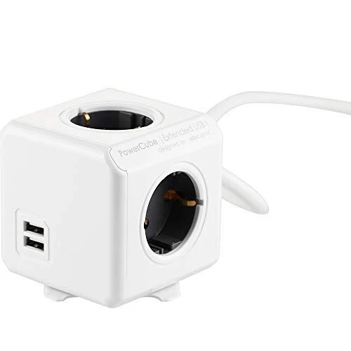 Galia - Allocacoc PowerCube Extended USB 4 lizdai 2 USB 3m Pilka