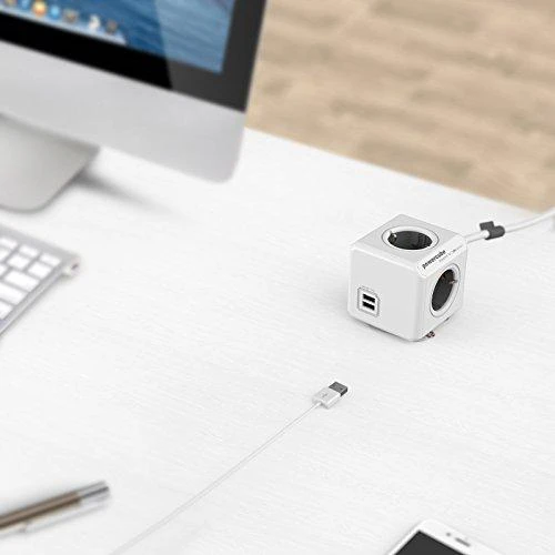 Galia - Allocacoc PowerCube Extended USB 4 lizdai 2 USB 3m Pilka