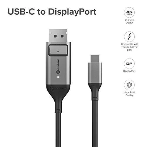Kabelis USB Alogic USB-C - DisplayPort 2 m Juodas (ULCDP02-SGR)