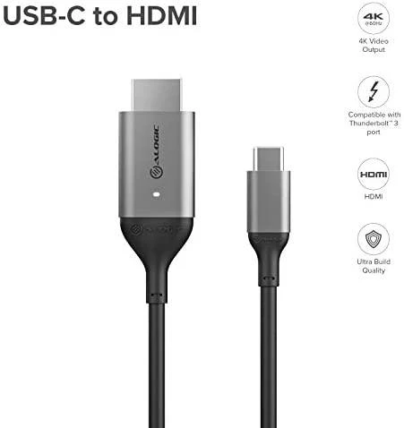 Kabelis USB Alogic USB-C - HDMI 2 m Juodas (ULCHD02-SGR)