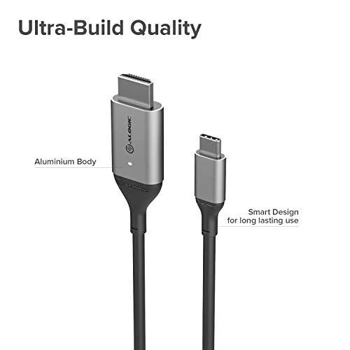 „Alogic“ 1 m „Ultra USB-C“ (vyriškas) ir HDMI (vyriškas) kabelis – 4K @60Hz – 1 m – A tipo HDMI (standartinis) – C tipo USB – Vyriškas – Vyriškas – Tiesus