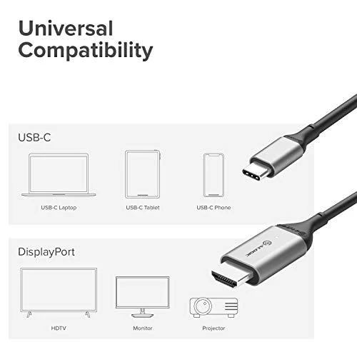 „Alogic“ 1 m „Ultra USB-C“ (vyriškas) ir HDMI (vyriškas) kabelis – 4K @60Hz – 1 m – A tipo HDMI (standartinis) – C tipo USB – Vyriškas – Vyriškas – Tiesus