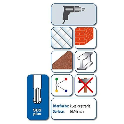 universalus grąžtas mūrui, medienai, metalui, plytelėms, plastikui, 8,0/260 mm, su SDS+ laikikliu, Profi MultiCut Alpen [0053900800100]