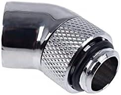 „Alphacool“ jungties adapteris, 45 laipsnių, G1/4 colio kištukas į G1/4 colio kištuką, pasukamas, chromuotas, su jungtimi