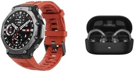 Išmanusis laikrodis Amazfit T-Rex 3, Nerudijančio plieno korpusas su rudos spalvos silikoniniu dirželiu