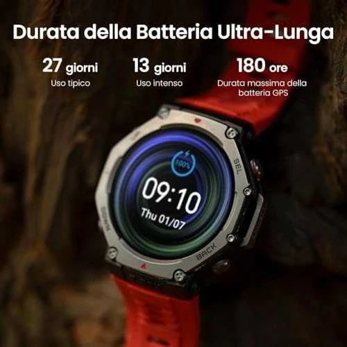 Išmanusis laikrodis Amazfit T-Rex 3, Nerudijančio plieno korpusas su pilkos spalvos silikoniniu dirželiu