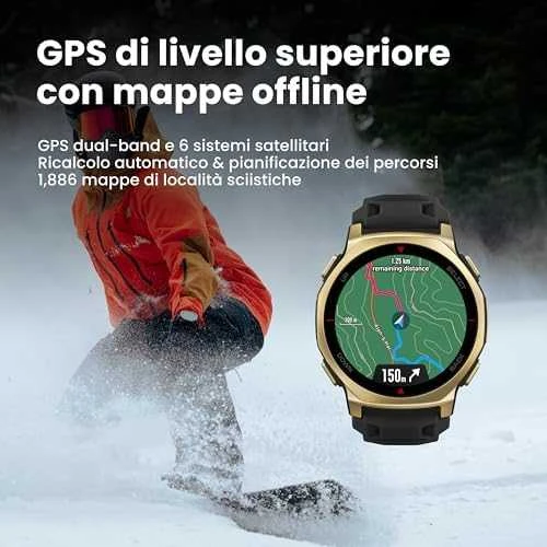 Išmanusis laikrodis „Amazfit T-Rex 3 Pro NFC“, 44 mm su silikoniniu dirželiu, aukso/pilkos spalvos