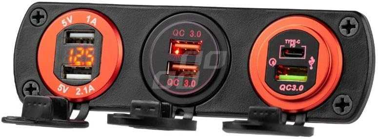 Amio Vandeniui atsparus telefono įkroviklis 2xUSB 12/24V MOD-10