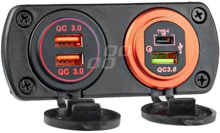 Amio Vandeniui atsparus telefono įkroviklis 2xUSB 12/24V MOD-10