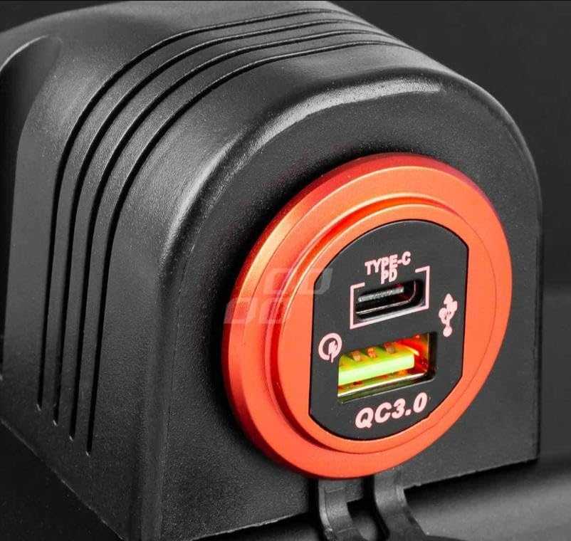 Amio Vandeniui atsparus telefono įkroviklis 2xUSB 12/24V MOD-10