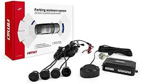 Parkavimo pagalbos sistema su garso signalu, 4 juodi jutikliai GOLD 18 mm AMIO-01576