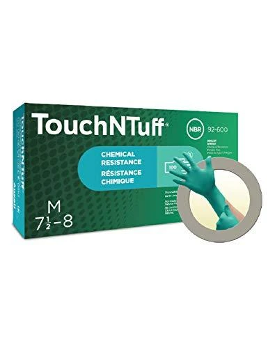 Vienkartinės nitrilinės pirštinės Ansell TouchNTuff 92-600, 100vnt, 0,12mm storio, XL dydis (9,5-10), lygus delnas, žalios
