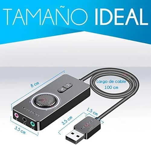 Išorinė USB 2.0 garso plokštė Vention CDRBF 1m (juoda)