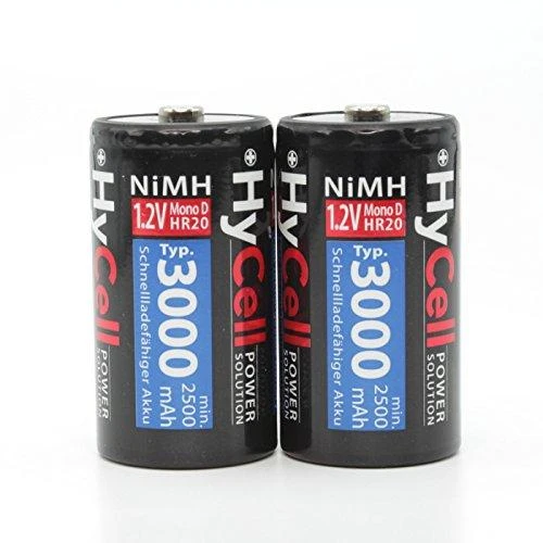 Dvi Hycell NiMH 3000 mAh D tipo baterijos