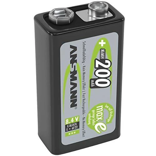 Akumuliatorius 6HR61 (E-Block, R22, 6R61, 6F22) 8.4V 200mAh Ni-Mh ANSMANN