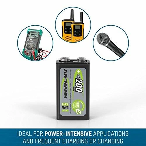 Akumuliatorius 6HR61 (E-Block, R22, 6R61, 6F22) 8.4V 200mAh Ni-Mh ANSMANN