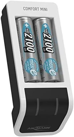 Ansmann Comfort mini įkroviklis su įsk. 2 AA Minjono šikšnosparnis. 2100 mAh
