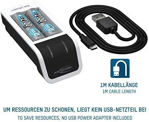 Ansmann Comfort mini įkroviklis su įsk. 2 AA Minjono šikšnosparnis. 2100 mAh
