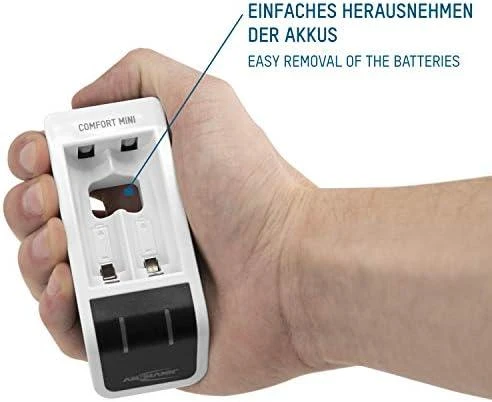 Ansmann Comfort mini įkroviklis su įsk. 2 AA Minjono šikšnosparnis. 2100 mAh