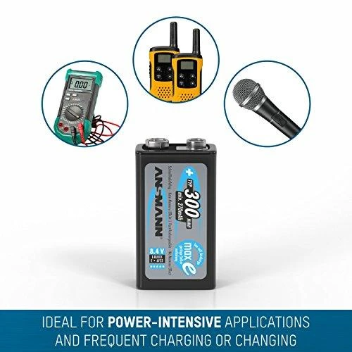 Akumuliatorius 6HR61 (E-Block, R22, 6R61, 6F22) 8.4V 300mAh Ni-Mh ANSMANN
