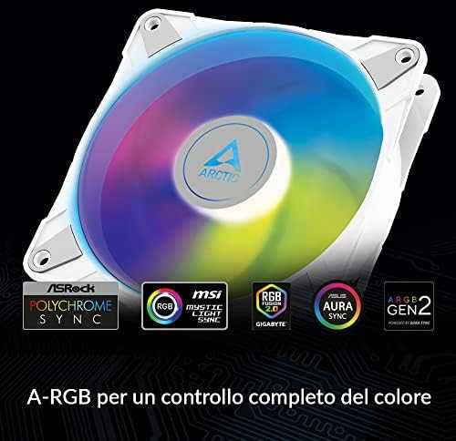 Svarstyklės Arctic P12 PWM PST A-RGB ventiliatorius, baltas - 120 mm, 3 vnt. pakuotėje