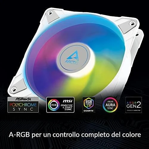 ARCTIC P12 PWM PST A-RGB korpuso ventiliatorius, 4-pin, 120mm, baltas