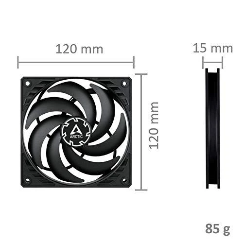 ARCTIC P12 SLIM PWM PST korpuso ventiliatorius, 4-pin, 120mm, siauras, juodas
