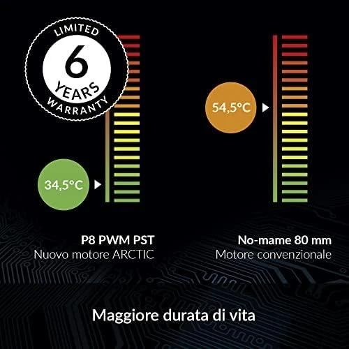 ARCTIC P8 PWM PST Kompiuterio korpusui Ventiliatorius 8 cm Juoda